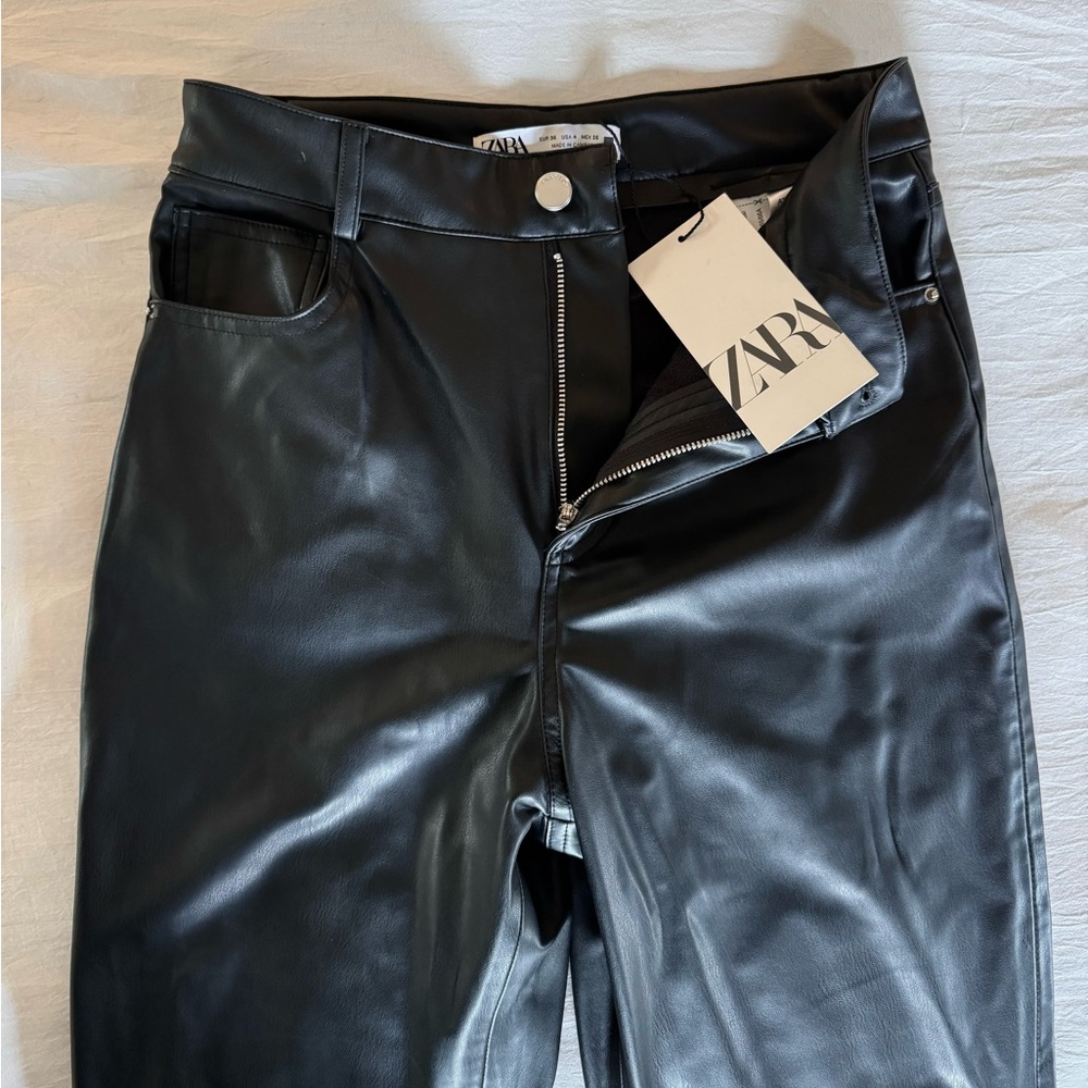 Zara faux leather cropped pants
